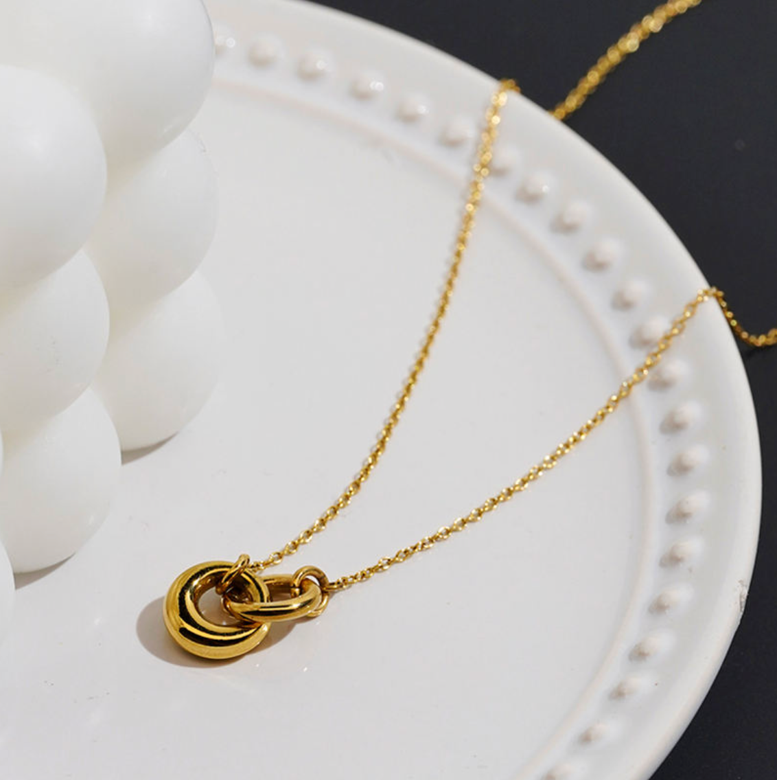 Interlocking Eternity Ring Pendant Necklace