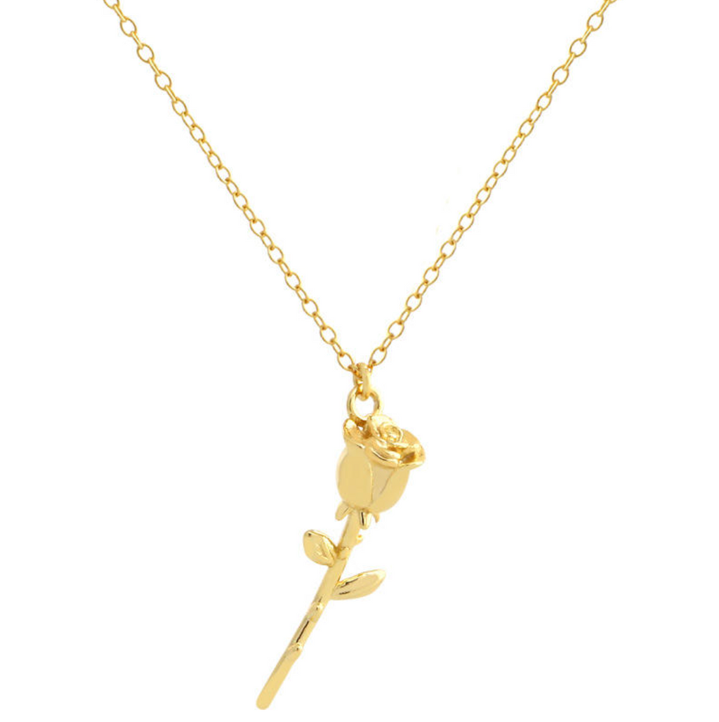 Enchanted Stemmed Rose Pendant Necklace