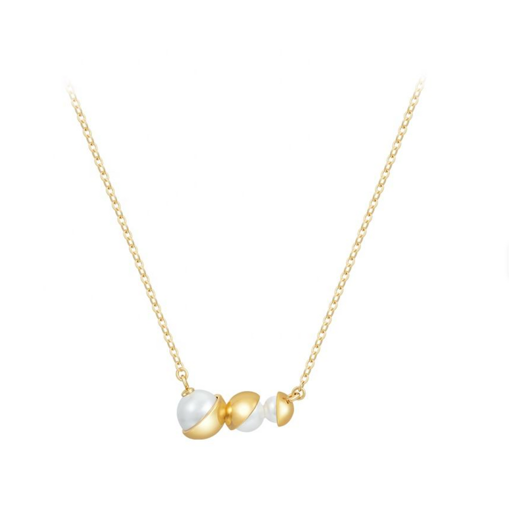 Eclipse Capped Pearl Bar Necklace